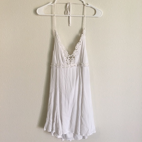 forever 21 white halter dress Button-Front Halter Mini Dress EGRET / S